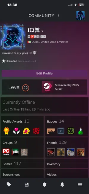 حساب ستيم للبيع faceit level 10