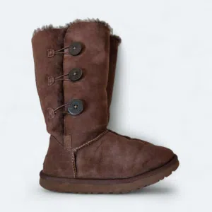 UGG Women's Brown Bailey Button Triplet "Chocolate" Boots حذاء UGG نسائي بني