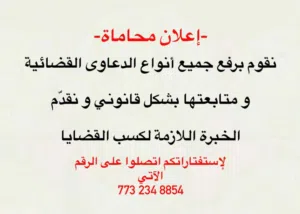 محاميه لكافه الدعاوى الشرعيه والجزائية والتحقيق