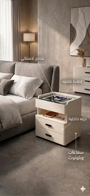 طاوله جانبيه ذكيه مع قفل ذكي اوبصمه او خزنه داخليه   متوفر 3 موديلات