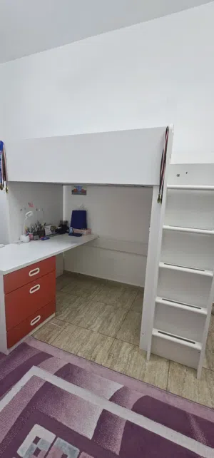 bed and desk and cupboard,  ikea loft bed , in good condition