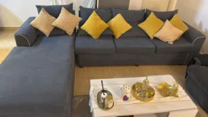 Sofa bed and recliner chair with Table and carpet -كنبة سرير + كرسي ريكلاينر + طاولة + سجادة للبيع