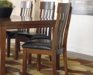 Dining table set of 6 chairs leather seat