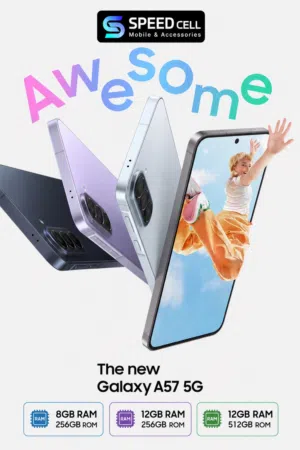 جديد بتصميم رفيع Samsung Galaxy A57 5G 256GB & 512GB متوفر لدى سبيد سيل