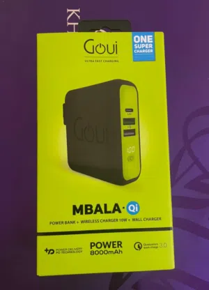 Goui Mbala 8000mAh Power Bank with Wireless Charging (Qi) Wall Charger