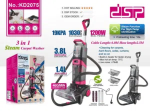 مكنسة بخار 2×1 من شركة DAP للتنظيف والتجفيف KD2075 خزان ماء نظيف 3.8 لتر + خزان ماء متسخ 1.4 لتر