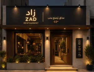 تصميم واجهة مطعم مودرن مناسبة للطباعة والإعلانات