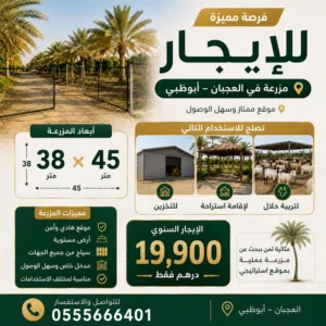 أرض زراعية بالعجبان أبوظبي للإيجار