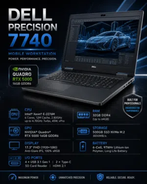 للبيع لابتوب Dell Precision 7740 نظيف جداً للالعاب والبرامج الهندسية الثقيلة