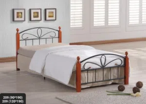 سرير خشبي فردي من الفولاذ مقاس 120×190  Single Steel Wooden Bed 120x190
