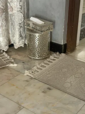 سلة نفايات مع علبة كلينكس