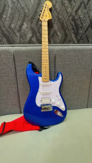 Blue Squier Strat-style Electric Guitar. Comes with a bag - Good Working Condition