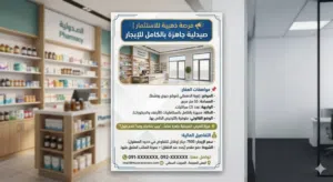 فرصة ذهبية للاستثمار  صيدلية جاهزة بالكامل للإيجار لكل من يبحث عن مشروع جاهز للانطلاق فوراً