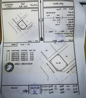 ارض شبك سكنية بولاية الرستاق الوشيل تابع للوقف  قابل للتمديد للبيـــــــــــــع