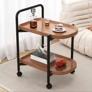 عربة ضيافة ( ترولي) خشبية بهيكل معدني المقاس 70*60*35 سم