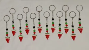 ميدالية مفتاح بطيخ مثلث مع خرز كريستال