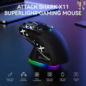 ماوس Attack Shark X11 جديد مع الستيكرات ومتوفر توصيل بدينارين لجميع المملكه