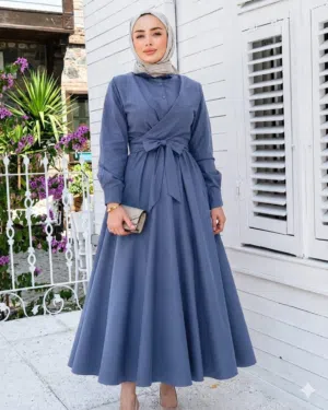 الفستان  اللي الكل سأل عنه وصل فستـان ربـط دبـل كلـوش  فـري سـايـز لـوزن 50-80  السعـر: 10