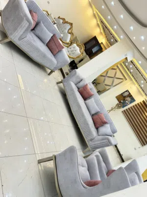 طقم كنب أمريكي الأصل 7 مقاعد خشب زان وسويد