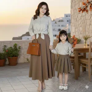 كابلز العيد  طقم قطعتين قميص وتنوره وبروش