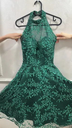 فستان اخضر مستعمل بحاله ممتازه ونظيف جدا