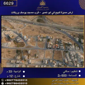 إعلان رقم(6629)  أرض سكنية للبيع في أبو نصير – قرب مسجد يوسف الوريكات