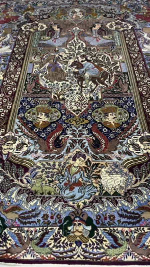 سجادة ايراني ممضية (قم قلم سلاطين كاشمر)