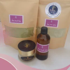 مجموعة تطويل الشعر وتكثيفه حنة وزيت (لمسة جمال )