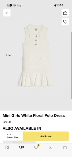 فستان river island جديد بناتي 4-5 ابيض