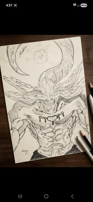 Jujutsu Kaisen Mahoraga Hand-Drawn Anime Pencil Sketch""