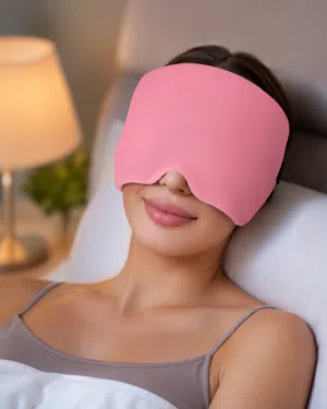 قناع جل حراري وبارد للصداع والشقيقة - يغطي العينين - ثلاجة ومايكروويف - للاسترخاء - Generic