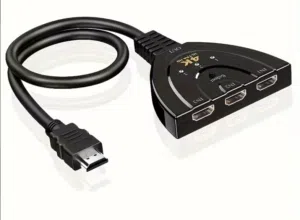 محول HDMI بثلاث مخرج ومدخل واحد مع كيبل الوصل  HDMI switcher with three inputs and one output