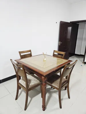 4-Seater Dining Table Set with Glass Top