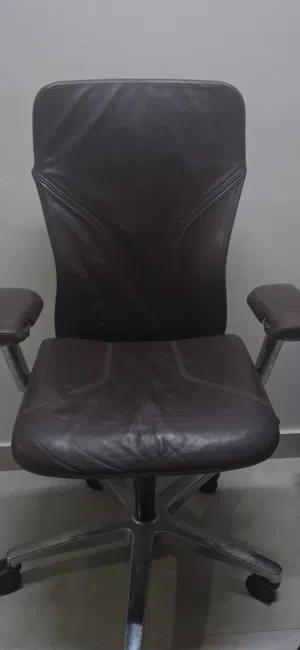Allsteel Acuity task chair with a leather seat and leather removable cover