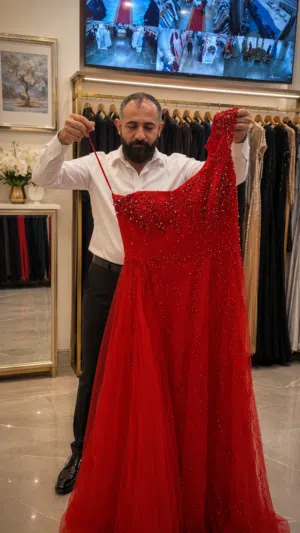 فستان سهره فخم شك يدوي