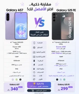 Samsung Galaxy S25 FE  8GB RAM  128GB  جديد بسعر نار