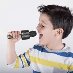 مايكروفون كريوكي الاصلي المعدني  مع سماعته USB بلوتوث . تحكم مستوى الصوت. شحن فوري  مدخل فلاش مموري