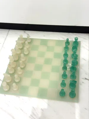 Handcrafted Resin Chess Set – Emerald  Pearl Board Edition unique Art decoration decor