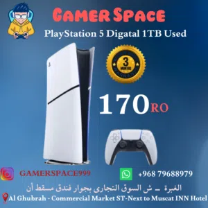 بلاي ستيشن 5 نسخة ديجيتل بحالة الوكالة وبالضمان  ps5 slim digital 1TB used 3 months warranty