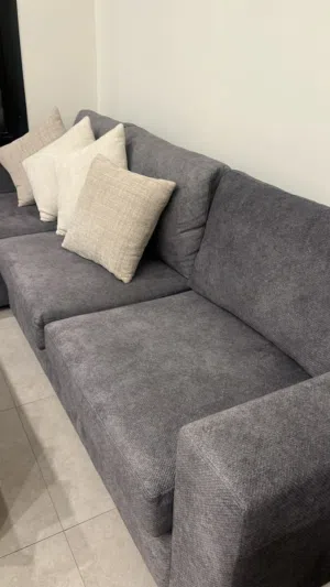 L-shape sofa, beds, side tables
