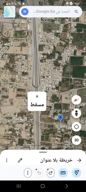زراعيه مفتوحه من جهتين مساحة (2400 متر ) تبعد 250 متر فقط من الشارع العام الخابوره -الخويرات رقم 896