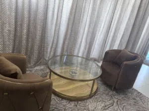 Sofa set with glass table
