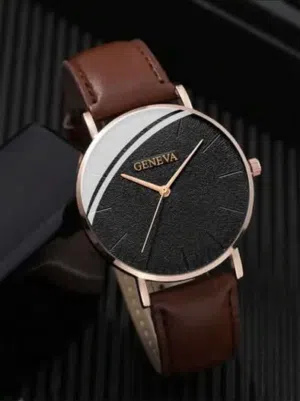 ساعة رجالية لون بني