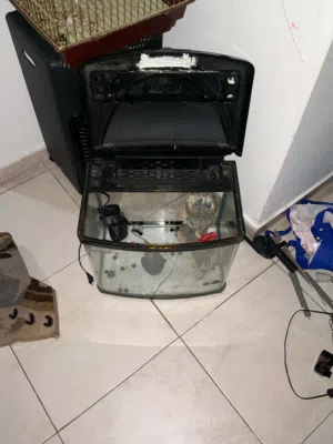 حوض سمك شغال مع جميع الاغراض