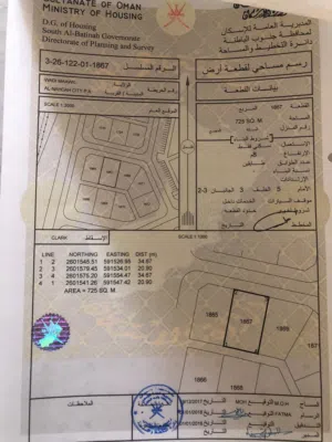 Residential Land for Sale in Al Batinah Wadi Al Ma'awal
