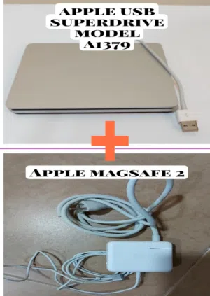 Apple USB SuperDrive (Model A1379) & Magsafe 2 Charger Combo للبيع شاحن ماغ سيف 2 مع قارئ اقراص أبل