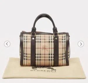 Burberry Brown/Beige Haymarket Canvas and Leather Alchester Bag