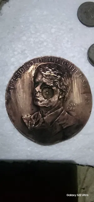 ميدالية برونزية تذكارية رسمية للرئيس الأمريكي جيمي كارتر (1977)  Official Jimmy Carter US Mint Pre