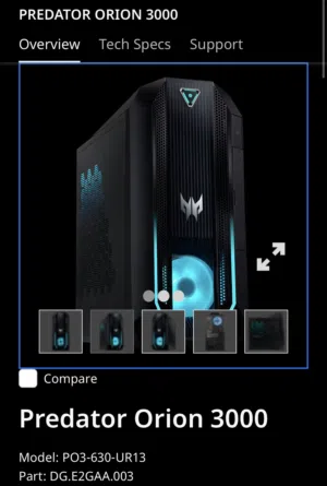 ACER PREDATOR ORION 3000 GAMING PC (used)