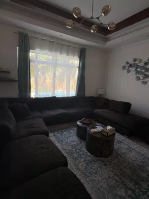 Very comfortable and large sectional L-shape sofa for sale. Perfect for family lounges or big livin